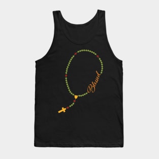 Blessed Colorful Rosary Fall Typography Thanksgiving Tank Top